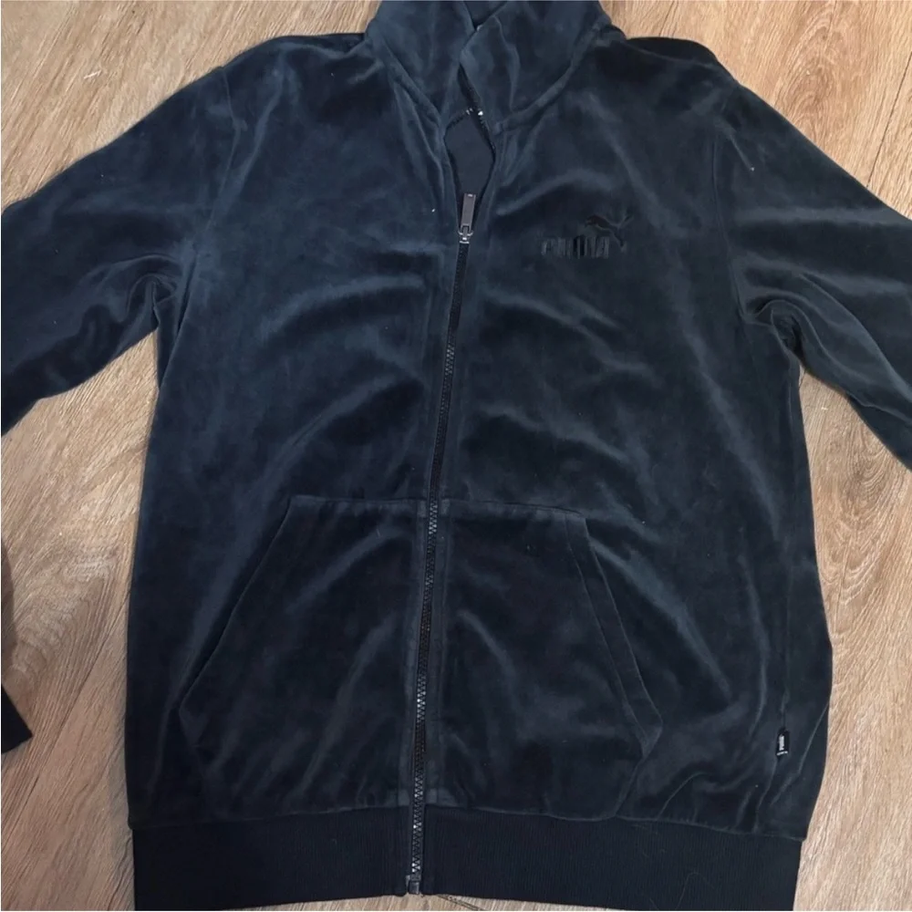 Puma Midnight Black/Charcoal shade Velour Jacket size Small - Picture 4 of 9